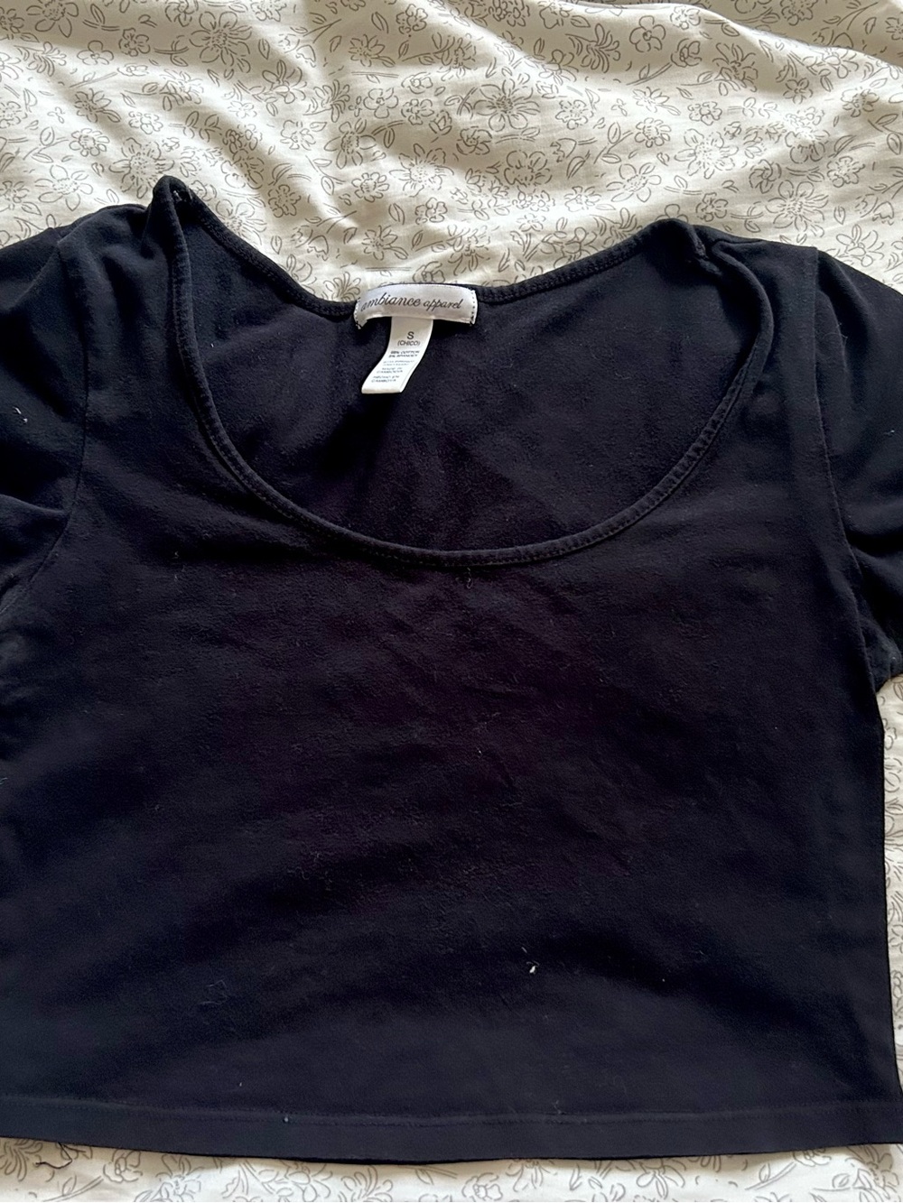 Ambiance Black Scoop-Neck Crop Tee